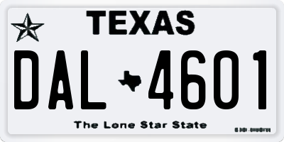TX license plate DAL4601