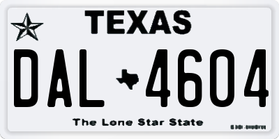 TX license plate DAL4604