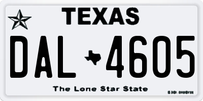 TX license plate DAL4605