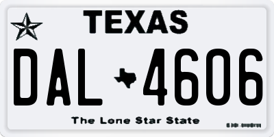 TX license plate DAL4606