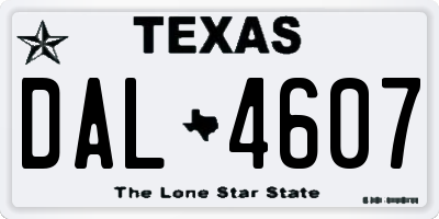 TX license plate DAL4607