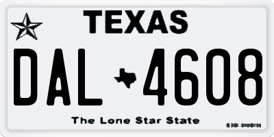 TX license plate DAL4608