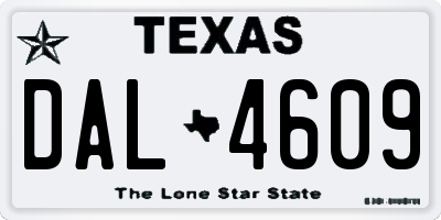 TX license plate DAL4609