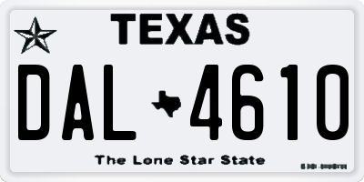 TX license plate DAL4610