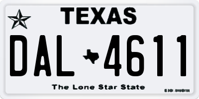 TX license plate DAL4611