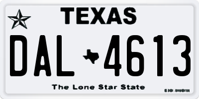TX license plate DAL4613