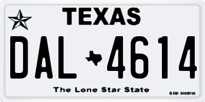TX license plate DAL4614