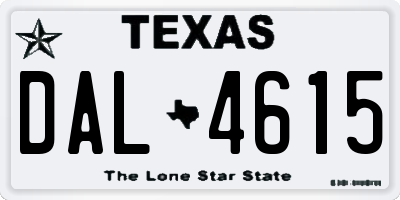 TX license plate DAL4615