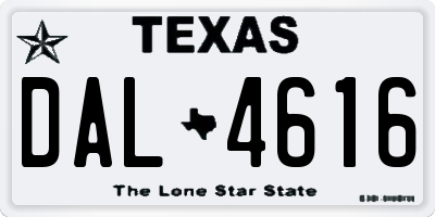TX license plate DAL4616