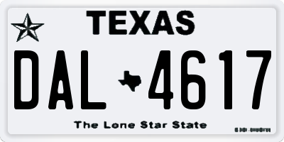 TX license plate DAL4617