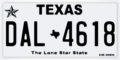 TX license plate DAL4618
