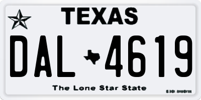 TX license plate DAL4619
