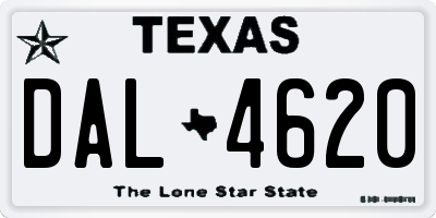 TX license plate DAL4620