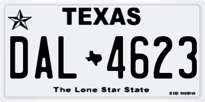 TX license plate DAL4623