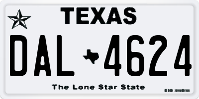 TX license plate DAL4624