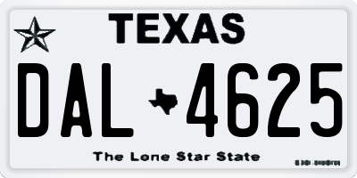 TX license plate DAL4625