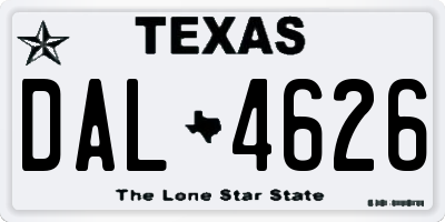 TX license plate DAL4626