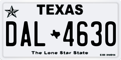 TX license plate DAL4630