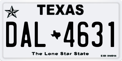 TX license plate DAL4631