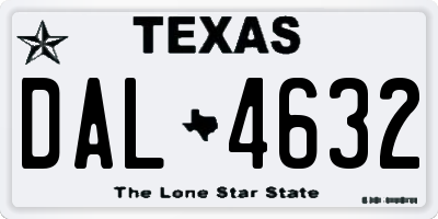 TX license plate DAL4632