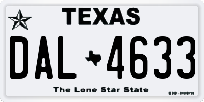 TX license plate DAL4633