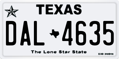 TX license plate DAL4635