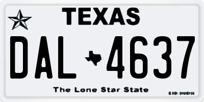 TX license plate DAL4637