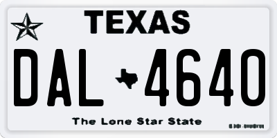 TX license plate DAL4640