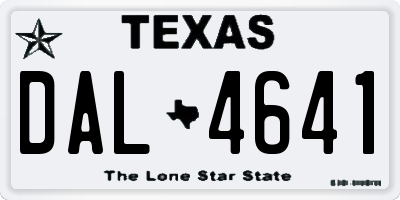 TX license plate DAL4641