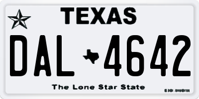 TX license plate DAL4642