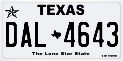 TX license plate DAL4643