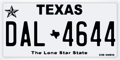 TX license plate DAL4644