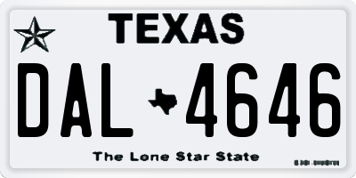 TX license plate DAL4646