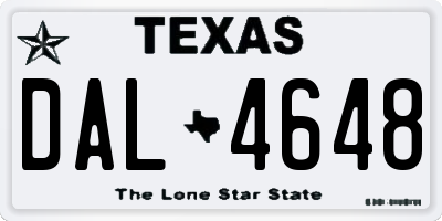 TX license plate DAL4648