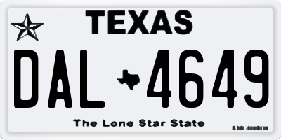 TX license plate DAL4649