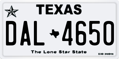 TX license plate DAL4650