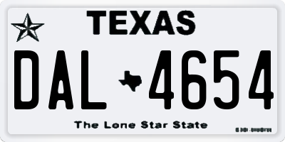 TX license plate DAL4654