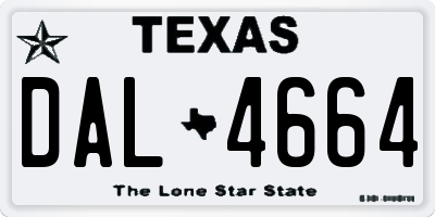 TX license plate DAL4664