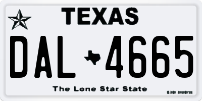 TX license plate DAL4665