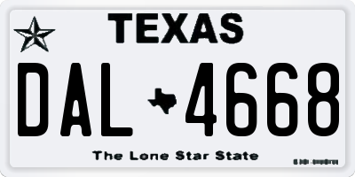 TX license plate DAL4668