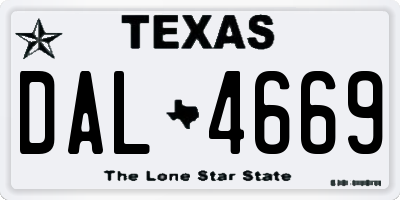 TX license plate DAL4669