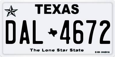TX license plate DAL4672