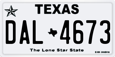 TX license plate DAL4673