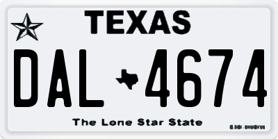TX license plate DAL4674