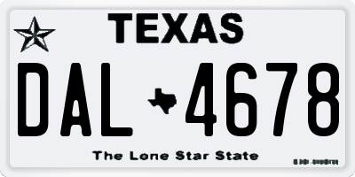 TX license plate DAL4678