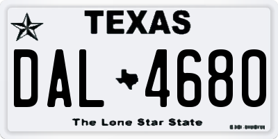 TX license plate DAL4680