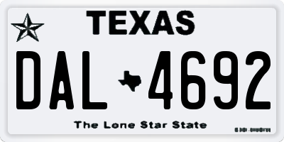 TX license plate DAL4692