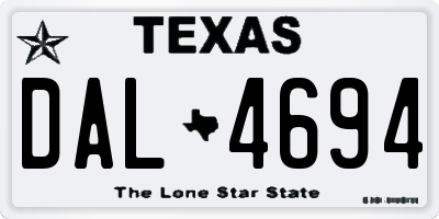 TX license plate DAL4694