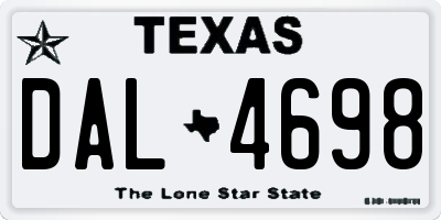 TX license plate DAL4698
