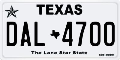 TX license plate DAL4700